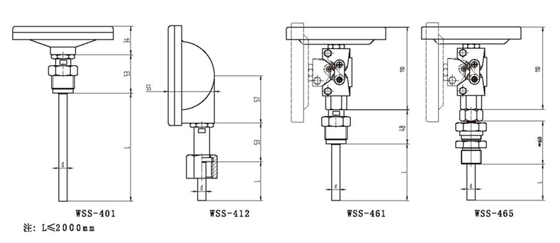 WSS工業(yè)雙金屬溫度計（通用型螺紋式）_http://m.gzyuanda.com_雙金屬溫度計_第3張